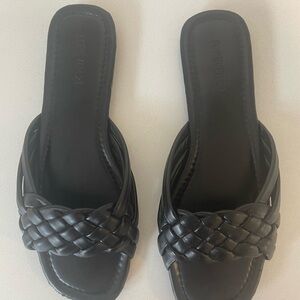 Forever 21 Black Braided Slide Mules for Women